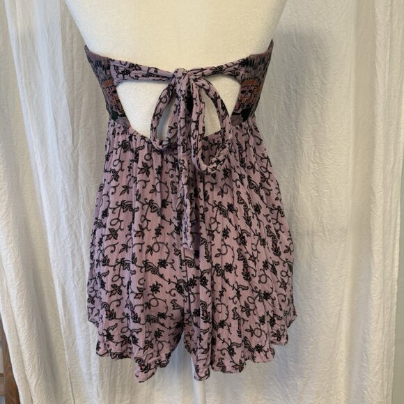 Free People Elowen Strapless Printed Romper Purple Lavender Fields XS - Picture 5 of 11